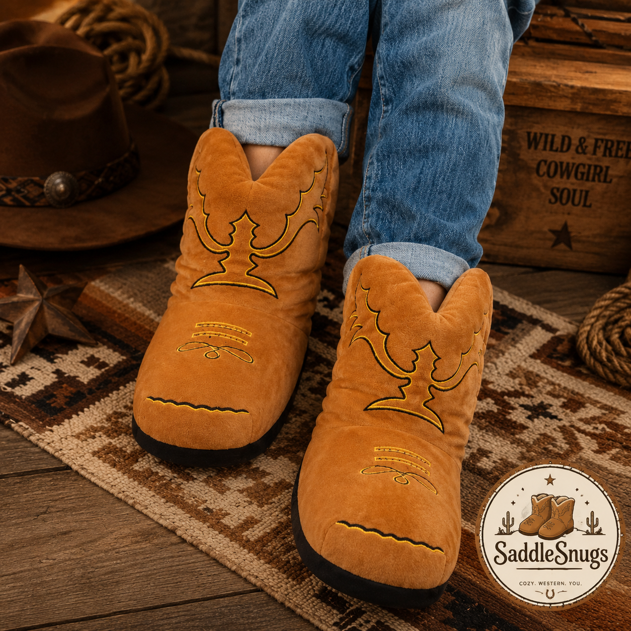 Saddle Snuggs™ Cowboy Slippers